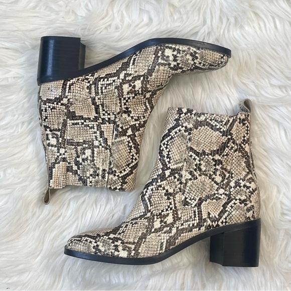 Nordstrom Leather Snakeskin Block Heel Boots Size 8.5 - Picture 3 of 12